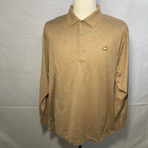 -Master's Augusta National Polo Shirt Long Sleeve Tan Men's Size Large